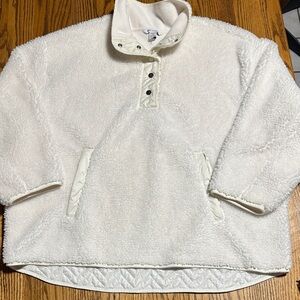 Athleta White Fleece Pullover Sweatshirt